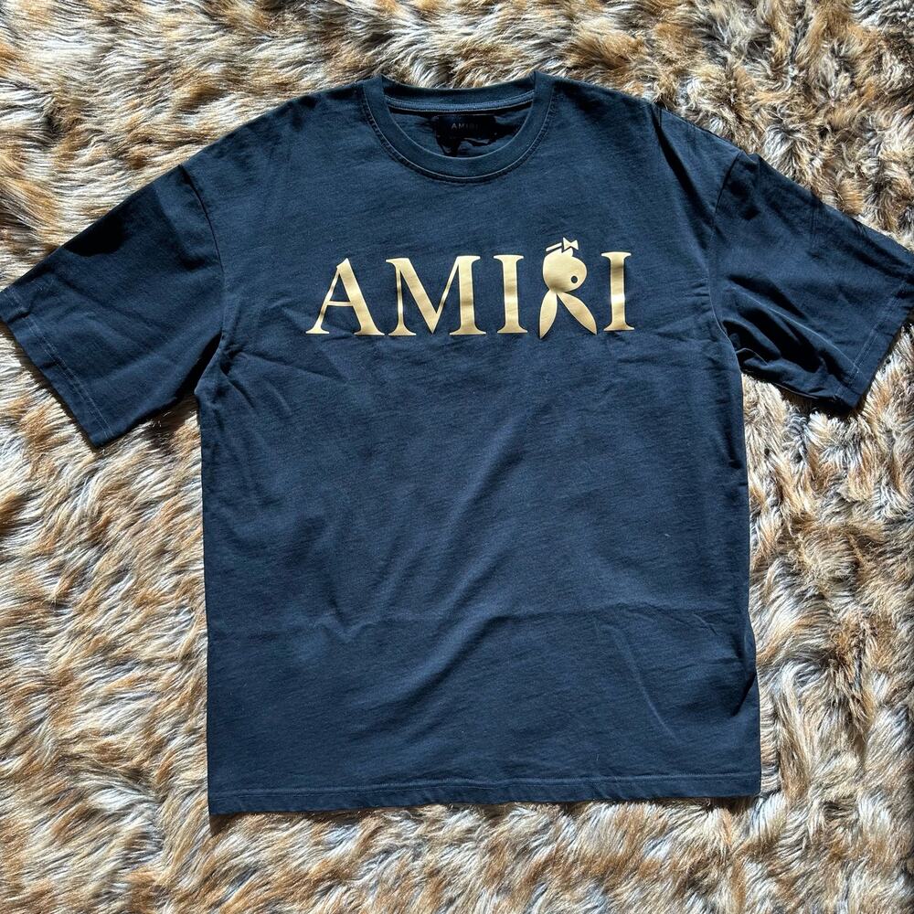New Amiri Gold Playboy Bunny Logo T-Shirt Men XL